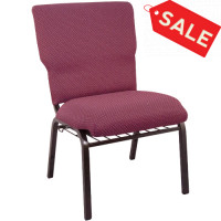 Flash Furniture EPCHT-100 Advantage Burgundy Pattern Discount Church Chair - 21 in. Wide